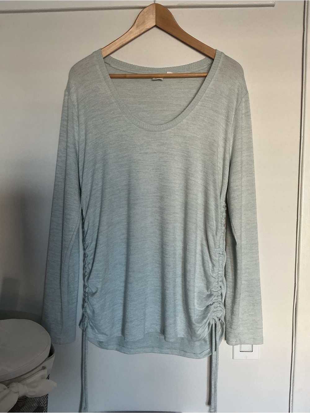 GAP Light Blue Softspun Scoop Neck Long Sleeve Top with Side Drawstrings